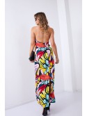 Patterned maxi dress tied around the neck, black 110595 - Online store - Boutique